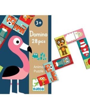 DJECO lavinantis žaidimas - Gyvūnų ir skaičių domino 2 domino djeco sklady tvarynu dj08165