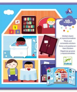 Djeco Daugkartiniai lipdukai vaikams "Namelis" 2 coffret stickers repositionnables la maison djeco