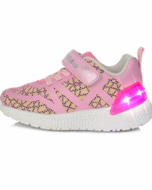 batukai vaikams D.D.Step (Vengrija)  Rožiniai sportiniai LED batai 30-35 d. F61528DL