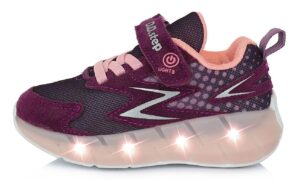 batukai vaikams D.D.Step (Vengrija)  Violetiniai sportiniai LED batai 24-29 d. F61275EM