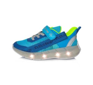 batukai vaikams D.D.Step (Vengrija)  Mėlyni sportiniai LED batai 24-29 d. F61297M