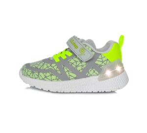 batukai vaikams D.D.Step (Vengrija)  Pilki sportiniai LED batai 24-29 d. F61528M