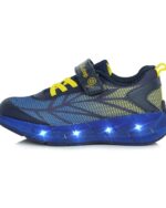 batukai vaikams D.D.Step (Vengrija)  Tamsiai mėlyni sportiniai LED batai 24-29 d. F061-391M