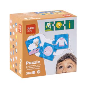 edukaciniai zaislai. Lavinamieji zaislai. Apli Kids . Apli Kids dėlionė „Daiktų kilmė”