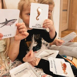 lavinamuju korteliu rinkinys vandens gyvunai 1