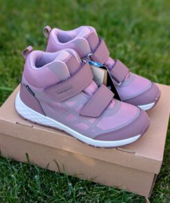 VIKING Veme Reflex Mid GTX 2V rudeniniai/demisezoniniai batai vaikams, spalva antiqueroze (rožinė), su GORE-TEX, vandeniui atsparūs, su dviem lipdukais