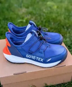 VIKING QuickGO GTX SL rudeniniai/pavasariniai batai vaikams, mėlynos spalvos, su GORE-TEX, vandeniui atsparūs, lengvi, su elastiniais raišteliais ir lipduku