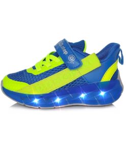 batukai vaikams D.D.Step (Vengrija)  Mėlyni sportiniai LED batai 24-29 d. F61297AM