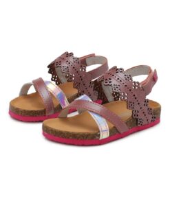 batukai vaikams D.D.Step (Vengrija)  Rožinės atviru užkulniu basutės kamštiniu padu 25-30 d. AC051705AM