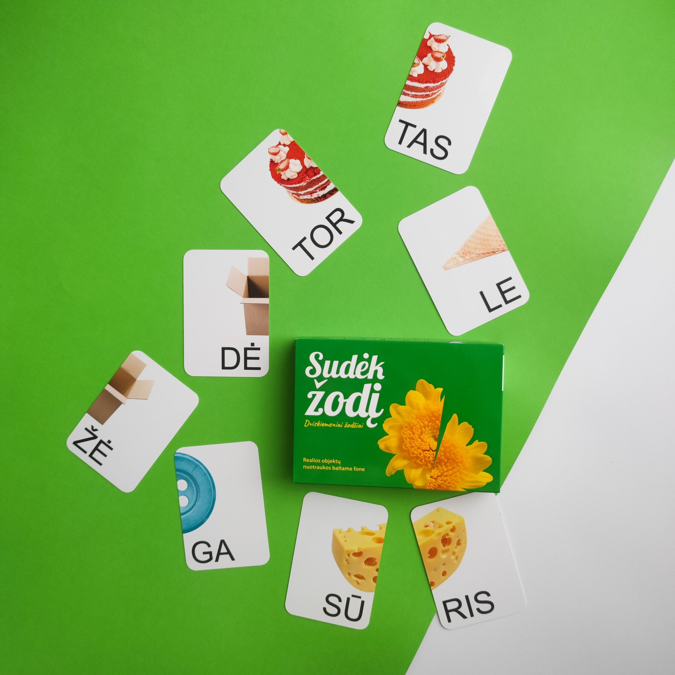 Skaitymo kortelės „Sudėk žodį. Dviskiemeniai žodžiai“ 7 Skaitymo kortelės „Sudėk žodį. Dviskiemeniai žodžiai“ - Image 5