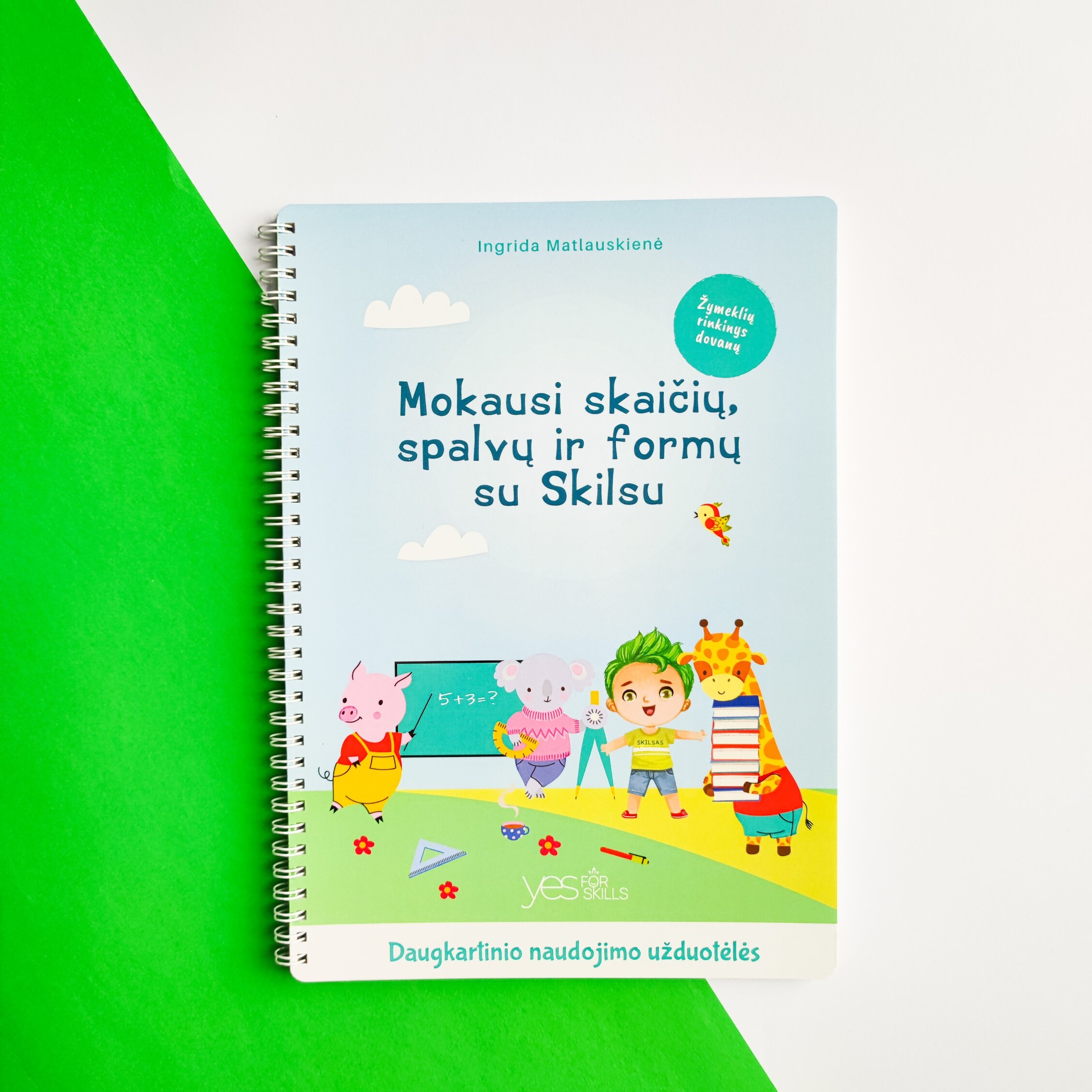 Lavinamoji knyga "Mokausi skaičių, spalvų ir formų su Skilsu" (su daugkartinio naudojimo žymekliais) 3 Lavinamoji knyga "Mokausi skaičių, spalvų ir formų su Skilsu" (su daugkartinio naudojimo žymekliais)