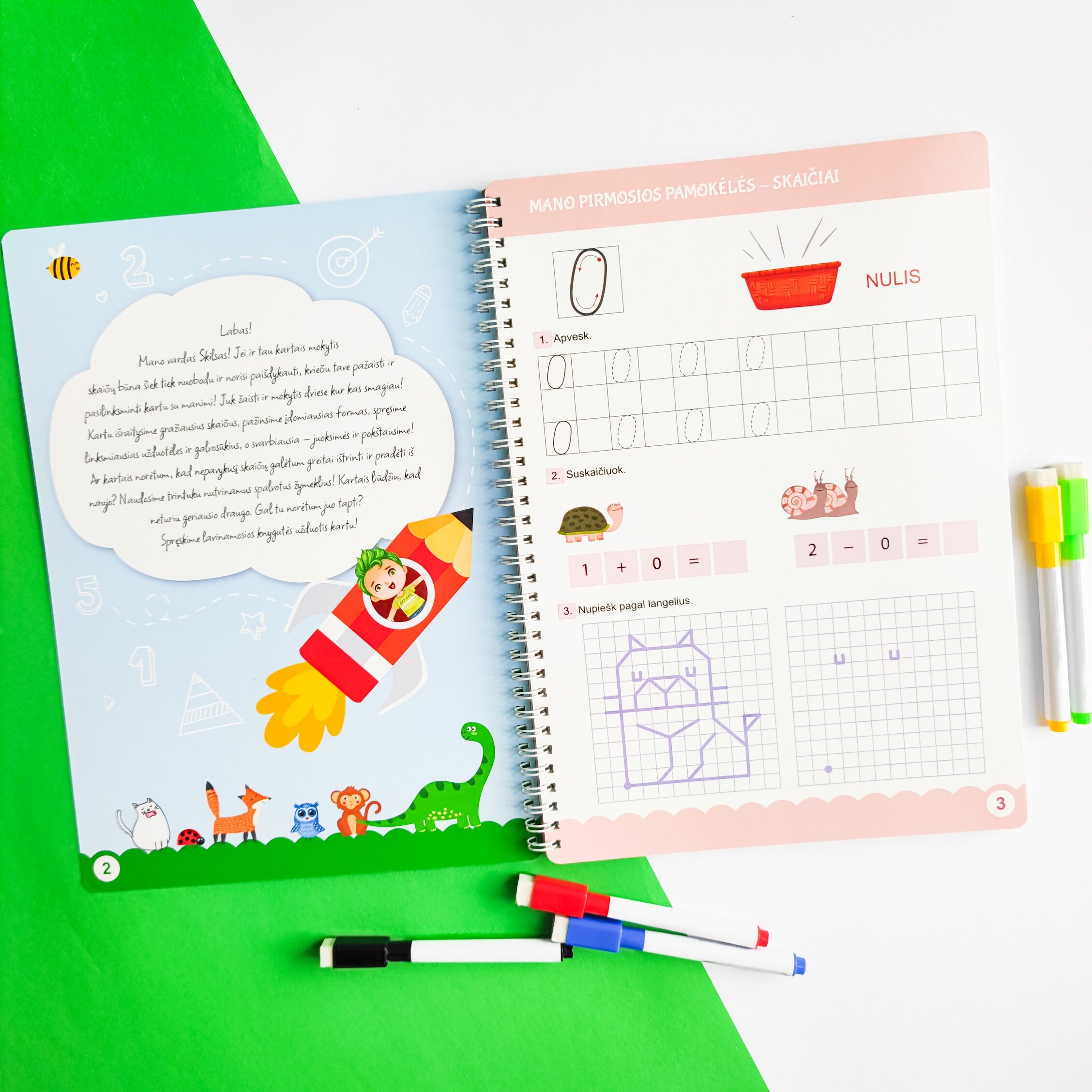 Lavinamoji knyga "Mokausi skaičių, spalvų ir formų su Skilsu" (su daugkartinio naudojimo žymekliais) 6 Lavinamoji knyga "Mokausi skaičių, spalvų ir formų su Skilsu" (su daugkartinio naudojimo žymekliais) - Image 4