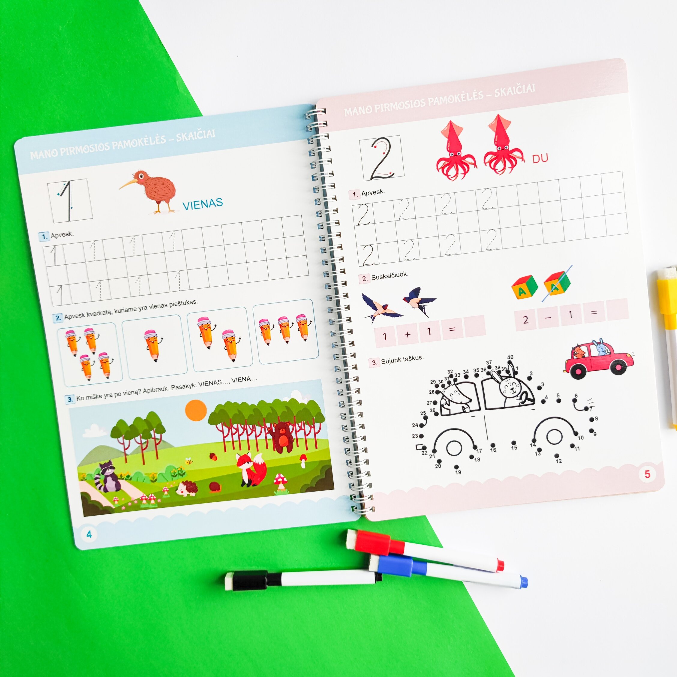 Lavinamoji knyga "Mokausi skaičių, spalvų ir formų su Skilsu" (su daugkartinio naudojimo žymekliais) 7 Lavinamoji knyga "Mokausi skaičių, spalvų ir formų su Skilsu" (su daugkartinio naudojimo žymekliais) - Image 5