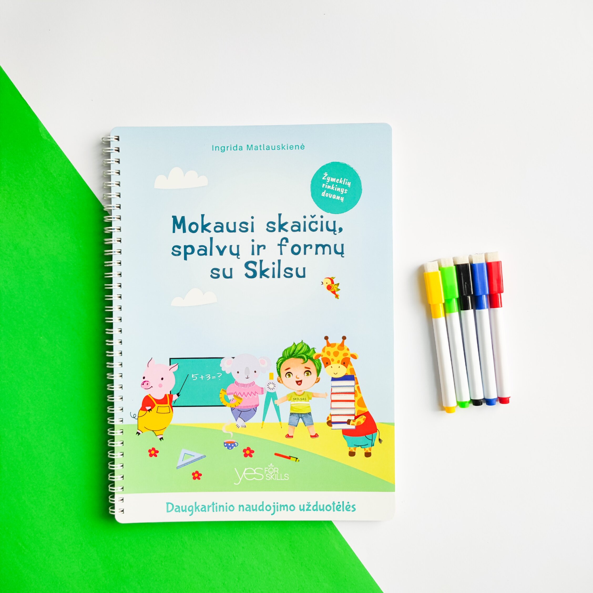 Lavinamoji knyga "Mokausi skaičių, spalvų ir formų su Skilsu" (su daugkartinio naudojimo žymekliais) 4 Lavinamoji knyga "Mokausi skaičių, spalvų ir formų su Skilsu" (su daugkartinio naudojimo žymekliais) - Image 2