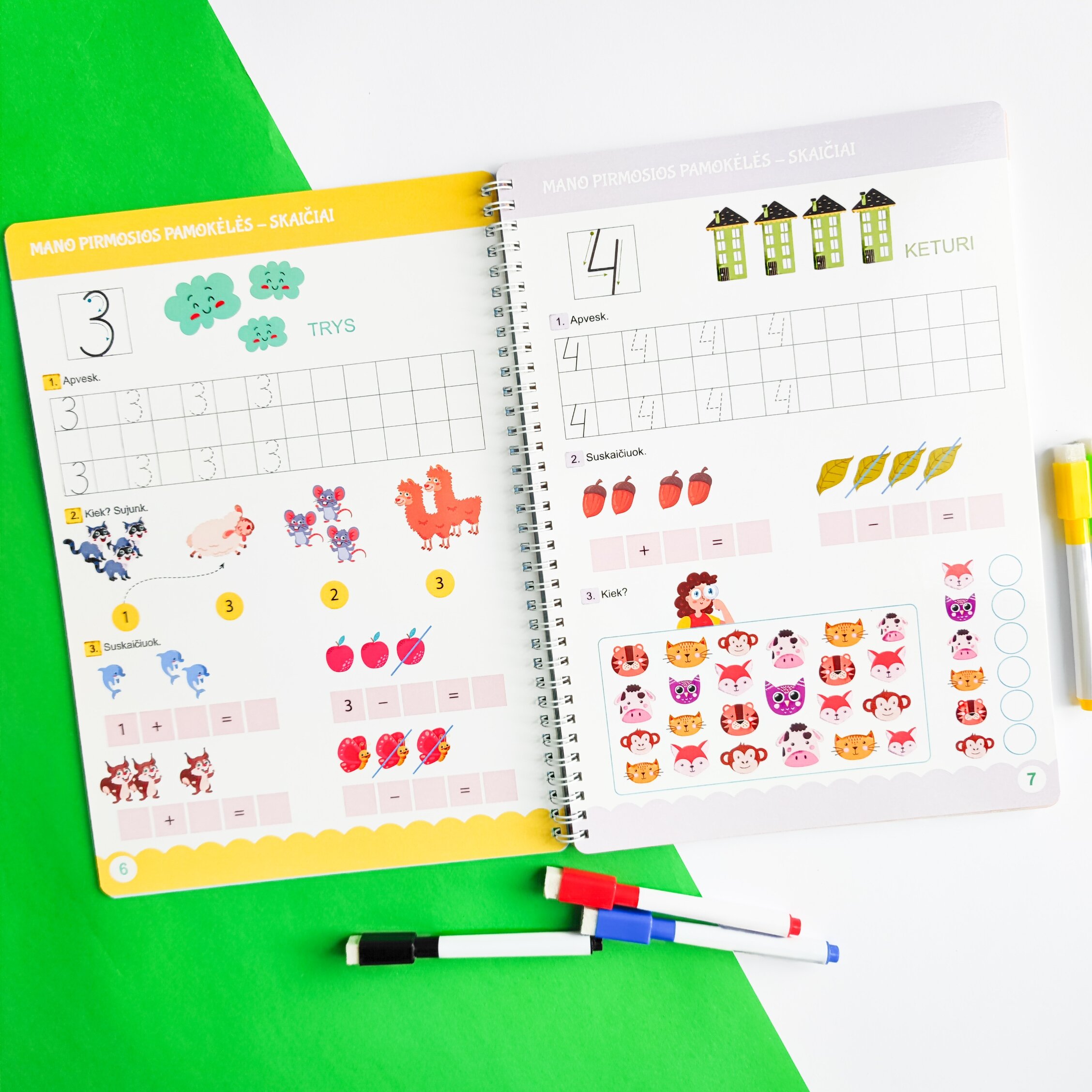Lavinamoji knyga "Mokausi skaičių, spalvų ir formų su Skilsu" (su daugkartinio naudojimo žymekliais) 8 Lavinamoji knyga "Mokausi skaičių, spalvų ir formų su Skilsu" (su daugkartinio naudojimo žymekliais) - Image 6