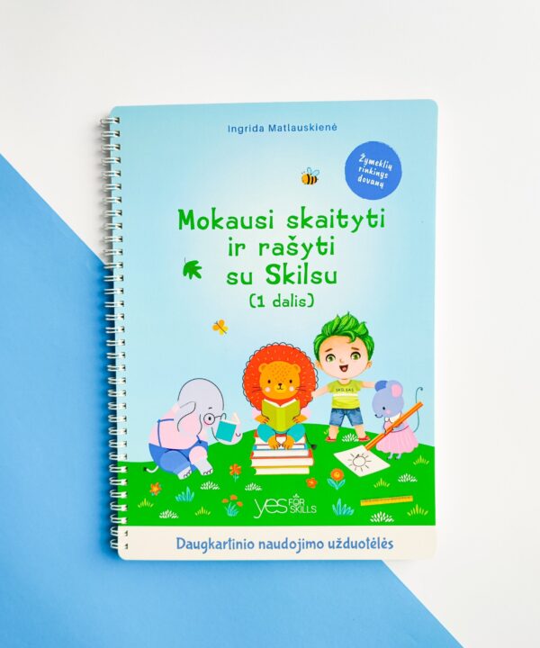Alternative view of Lavinamoji knyga "Mokausi skaityti ir rašyti su Skilsu, 1 dalis" (su daugkartinio naudojimo žymekliais)