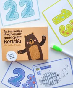 Lavinamosios daugkartinio naudojimo kortelės "Nuo taško iki taško" + žymeklių rinkinys dovanų