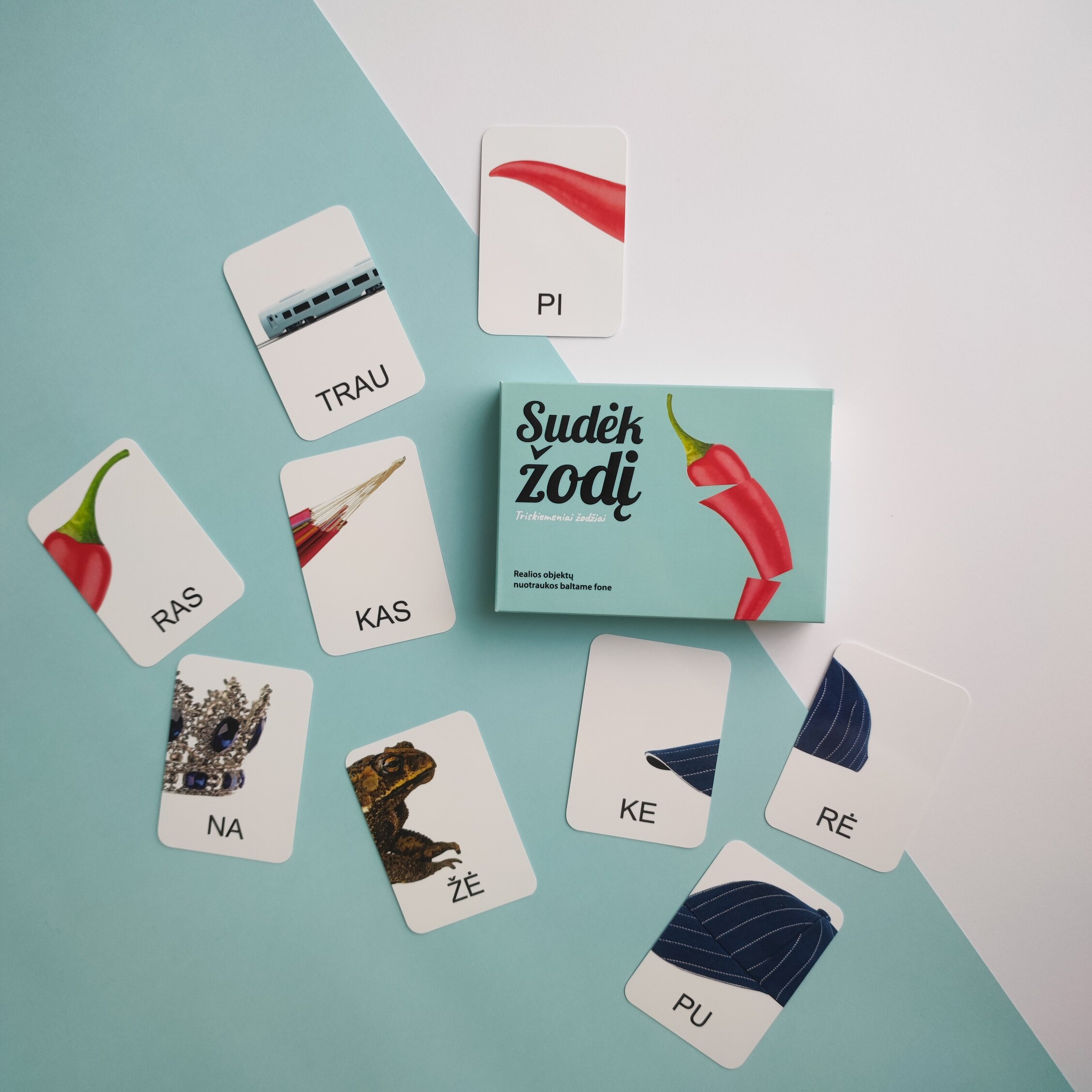 Skaitymo kortelės „Sudėk žodį.Triskiemeniai žodžiai“ 5 Skaitymo kortelės „Sudėk žodį.Triskiemeniai žodžiai“ - Image 3