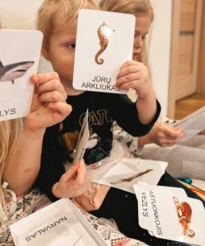 Lavinamųjų kortelių rinkinys „Vandens gyvūnai“ 2 lavinamuju korteliu rinkinys vandens gyvunai 1