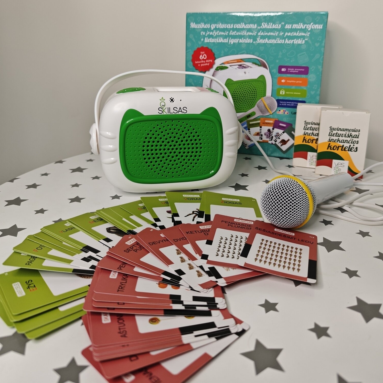 Muzikos grotuvas vaikams ,,Skilsas” su mikrofonu (su įrašytomis lietuviškomis dainomis ir pasakomis) + lietuviškai įgarsintos „Šnekančios kortelės“ 3 Muzikos grotuvas vaikams ,,Skilsas” su mikrofonu (su įrašytomis lietuviškomis dainomis ir pasakomis) + lietuviškai įgarsintos „Šnekančios kortelės“