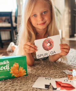 Skaitymo kortelės „Sudėk žodį. Dviskiemeniai žodžiai“