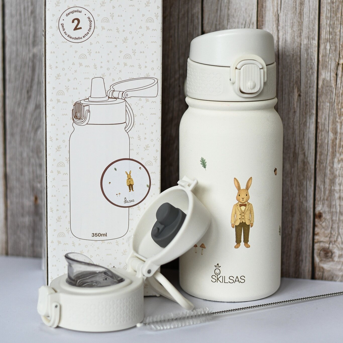 „Skilsas“ vaikiška nerūdijančio plieno gertuvė su dviem dangteliais – praktiškas pasirinkimas kiekvienai dienai (Miško gyvūnai) 7 „Skilsas“ vaikiška nerūdijančio plieno gertuvė su dviem dangteliais – praktiškas pasirinkimas kiekvienai dienai (Miško gyvūnai) - Image 6
