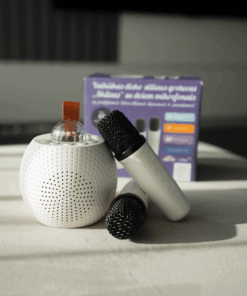 Yes For Skills vaikiškas disko stiliaus grotuvas su dviem balsą keičiančiais mikrofonais (su įrašytomis lietuviškomis dainomis ir pasakomis)