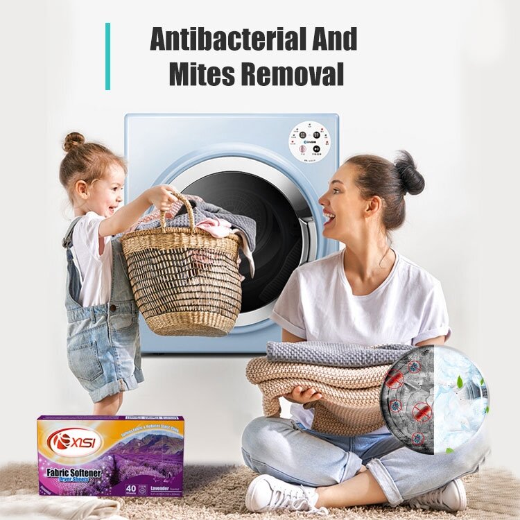 Ekologiški kvapnūs džiovyklės lapeliai su audinių minkštikliu, 40 vnt, levandų kvapo 5 Ekologiški kvapnūs džiovyklės lapeliai su audinių minkštikliu, 40 vnt, levandų kvapo - Image 3