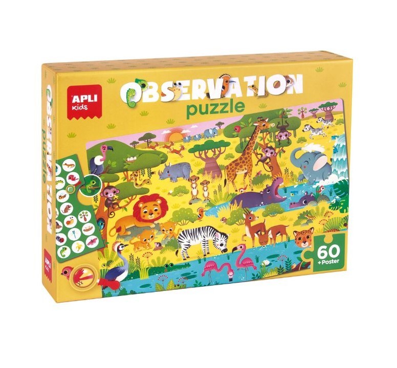 Pastabumo dėlionė – Savana - Apli Kids 3 edukaciniai zaislai. Lavinamieji zaislai. Apli Kids . Pastabumo dėlionė – Savana