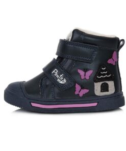 Ponte20 Mėlyni batai su dirbtinio kailio pamušalu 22-27 d. DA07-3-832B. Batai vaikams. Tvirtas užkulnis