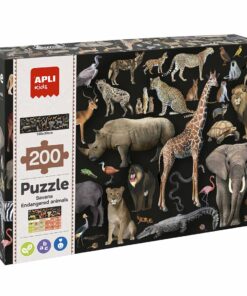 edukaciniai zaislai. Lavinamieji zaislai. Apli Kids . Pastabumo dėlionė – Nykstantys savanos gyvūnai