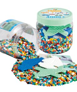 edukaciniai zaislai. Lavinamieji zaislai. HAMA . HAMA MIDI karoliukai ir dėliojimo lentelės žaliame kibirėlyje