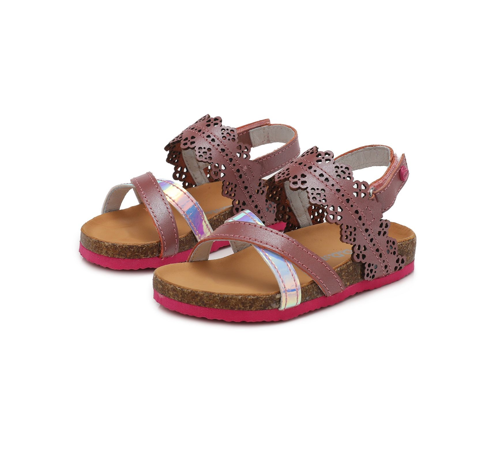 batukai vaikams D.D.Step (Vengrija) Rožinės atviru užkulniu basutės kamštiniu padu 25-30 d. AC051705AM