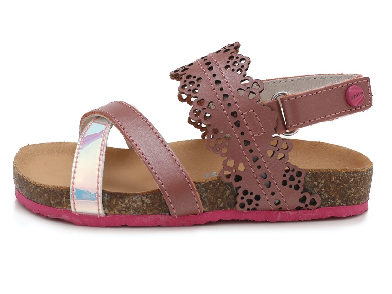 batukai vaikams D.D.Step (Vengrija) Rožinės atviru užkulniu basutės kamštiniu padu 25-30 d. AC051705AM