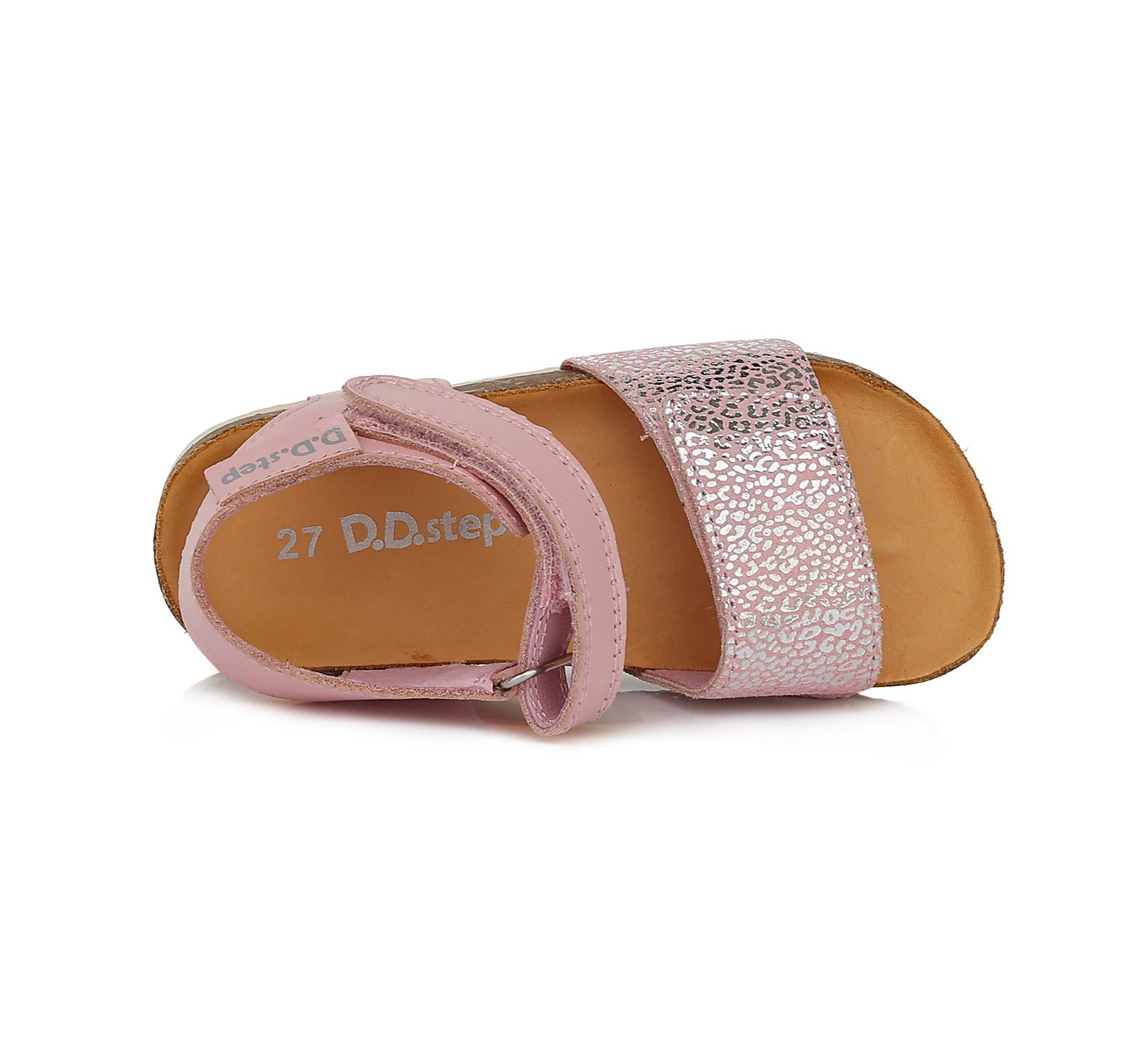 batukai vaikams D.D.Step (Vengrija) Šviesiai rožinės atviru užkulniu basutės kamštiniu padu 31-36 d. AC051741M