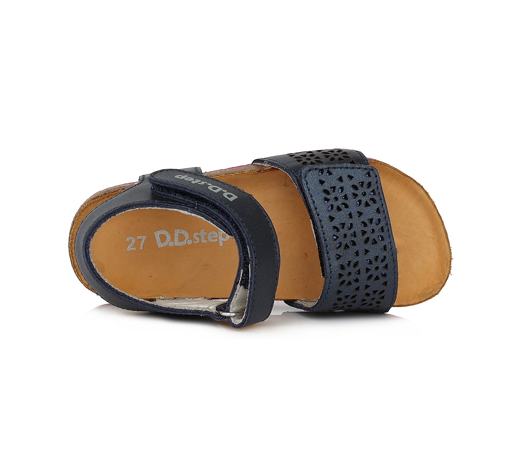 batukai vaikams D.D.Step (Vengrija) Tamsiai mėlynos atviru užkulniu basutės kamštiniu padu 25-30 d. AC051741BM