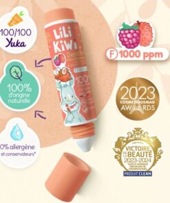 Lili Kiwi ekologiška dantų pasta vaikams su fluoru (1000 ppm), nuo ėduonies, aviečių ir ličių skonio