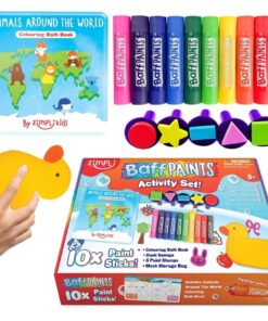 Zimpli vonios kreidelių rinkinys su knygele ir antspaudais