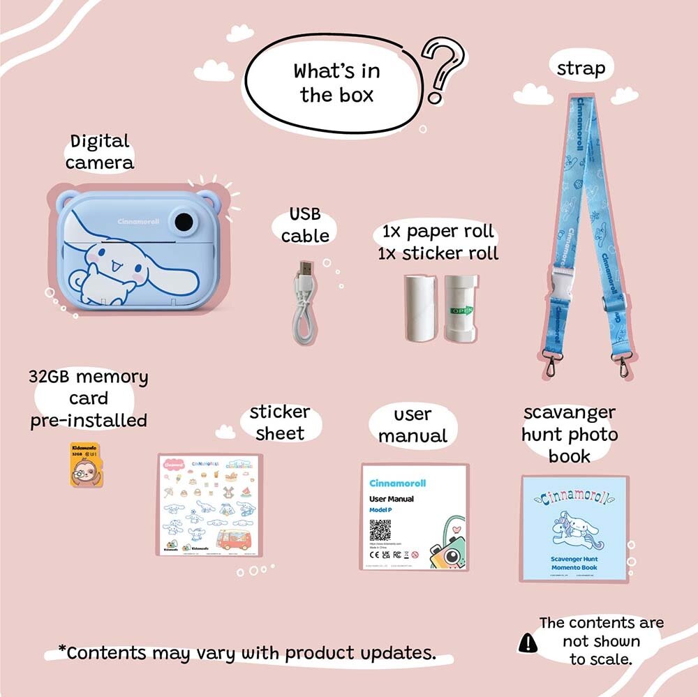 Kiimento vaikiškas fotoaparatas „Cinnamoroll“ (su nuotraukų spausdinimu, Modelis P) 6 Kiimento vaikiškas fotoaparatas „Cinnamoroll“ (su nuotraukų spausdinimu, Modelis P) - Image 4