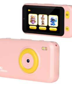 KINGTOP Išmanus vaikiškas fotoaparatas su dirbtiniu intelektu (rožinis)