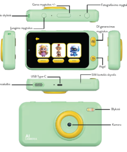 Alternative view of KINGTOP Išmanus vaikiškas fotoaparatas su dirbtiniu intelektu (žalias)