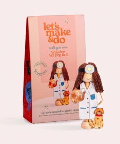 Let’s Make & Do“ kūrybinis rinkinys vaikams – medinė lėlytė „Sukurk savo veterinarę“