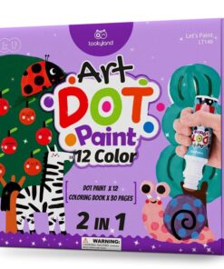 Tookyland išplaunamų taškinių markerių rinkinys su spalvinimo knygele – 12 spalvų (LT146)