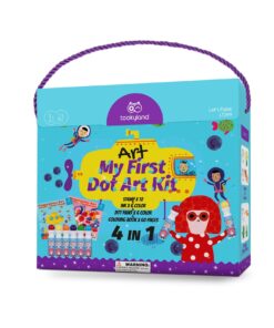 Tookyland kūrybinis išplaunamų taškinių markerių rinkinys su spalvinimo knygelėmis ir mediniais antspaudais (LT299)