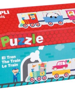 edukaciniai zaislai. Lavinamieji zaislai. Apli Kids . APLI dėlionė namelio formos dėžutėje „Traukinys“