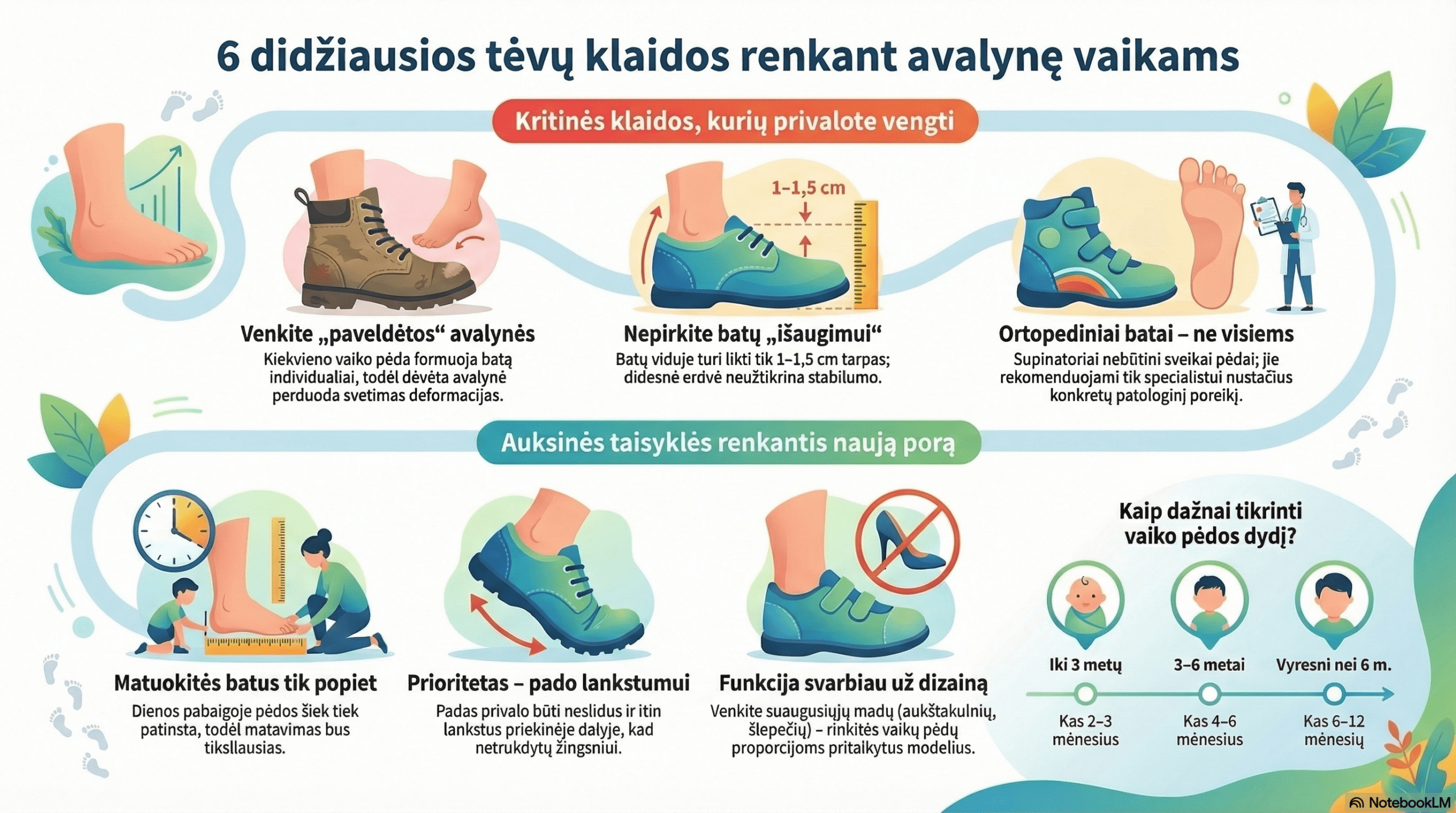 Infografika: 6 didžiausios tėvų klaidos renkant avalynę vaikams - rudeniniai batai vaikams patarimai