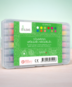 SKILSAS išsukamos vaškinės kreidelės (12 spalvų) – lengvai nuplaunamos ir patogios mažoms rankytėms