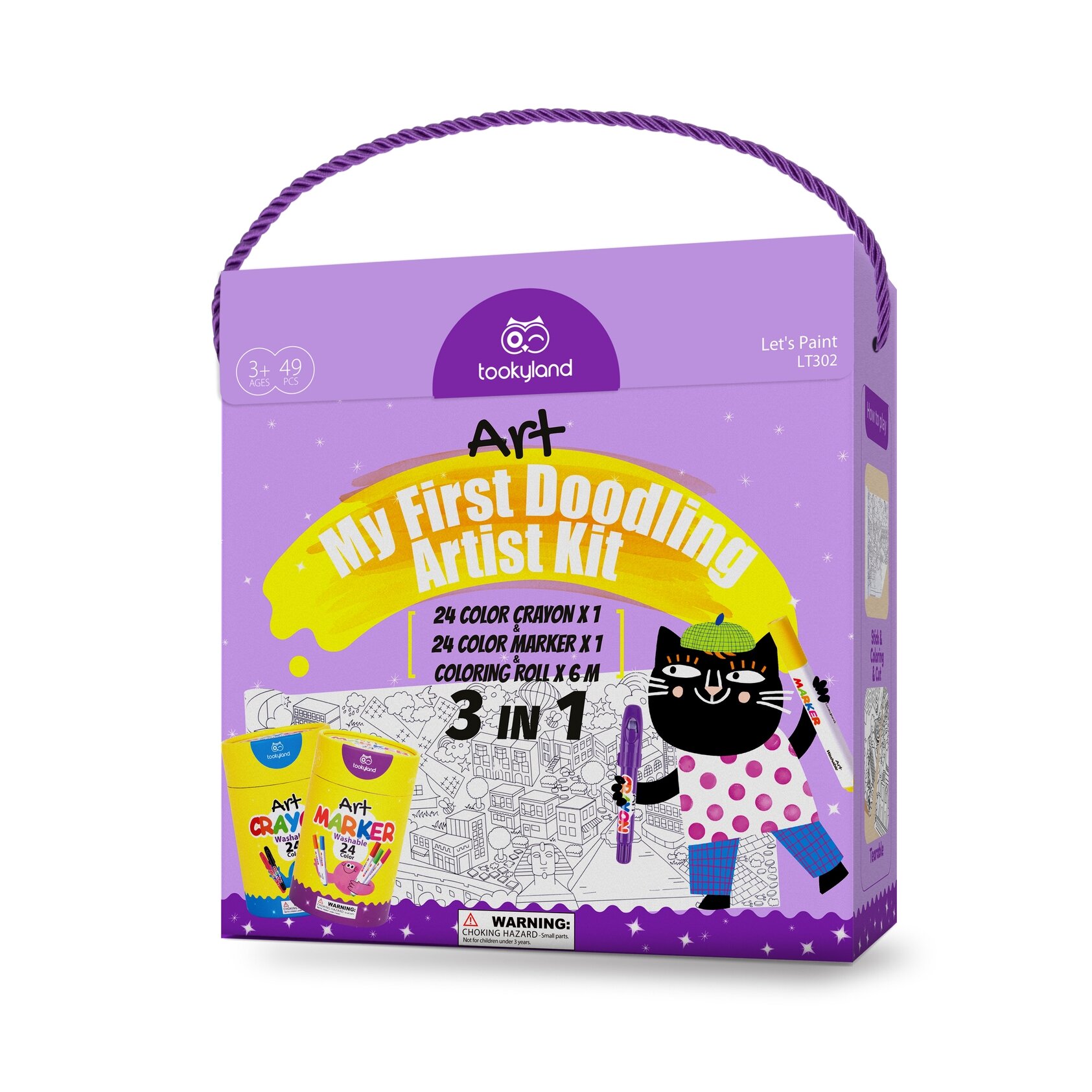 Tookyland kūrybinis piešimo rinkinys su 24 markeriais, 24 išplaunamomis kreidelėmis ir 6 m spalvinimo rulonu (LT302) 6 Tookyland kūrybinis piešimo rinkinys su 24 markeriais, 24 išplaunamomis kreidelėmis ir 6 m spalvinimo rulonu (LT302) - Image 4
