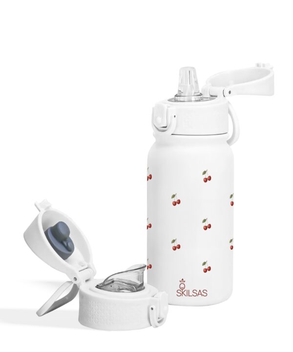 Alternative view of „Skilsas“ vaikiška nerūdijančio plieno gertuvė su dviem dangteliais – praktiškas pasirinkimas kiekvienai dienai (Vyšnios), 350 ml