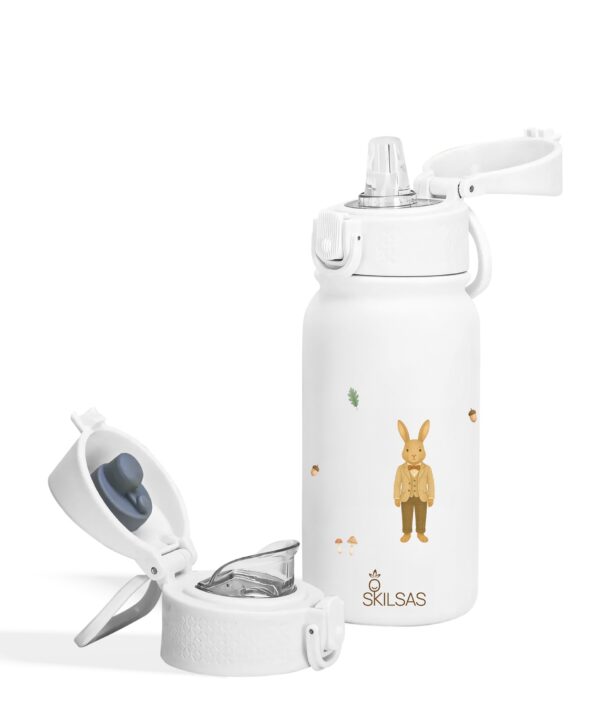 Alternative view of „Skilsas“ vaikiška nerūdijančio plieno gertuvė su dviem dangteliais – praktiškas pasirinkimas kiekvienai dienai (Miško gyvūnai), 350 ml